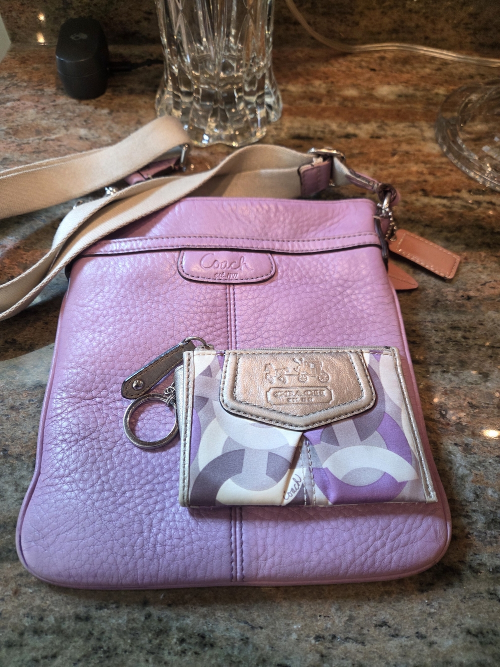 Coach Lavender Crossbody Bag with Signature Wallett - Picture 1 of 10